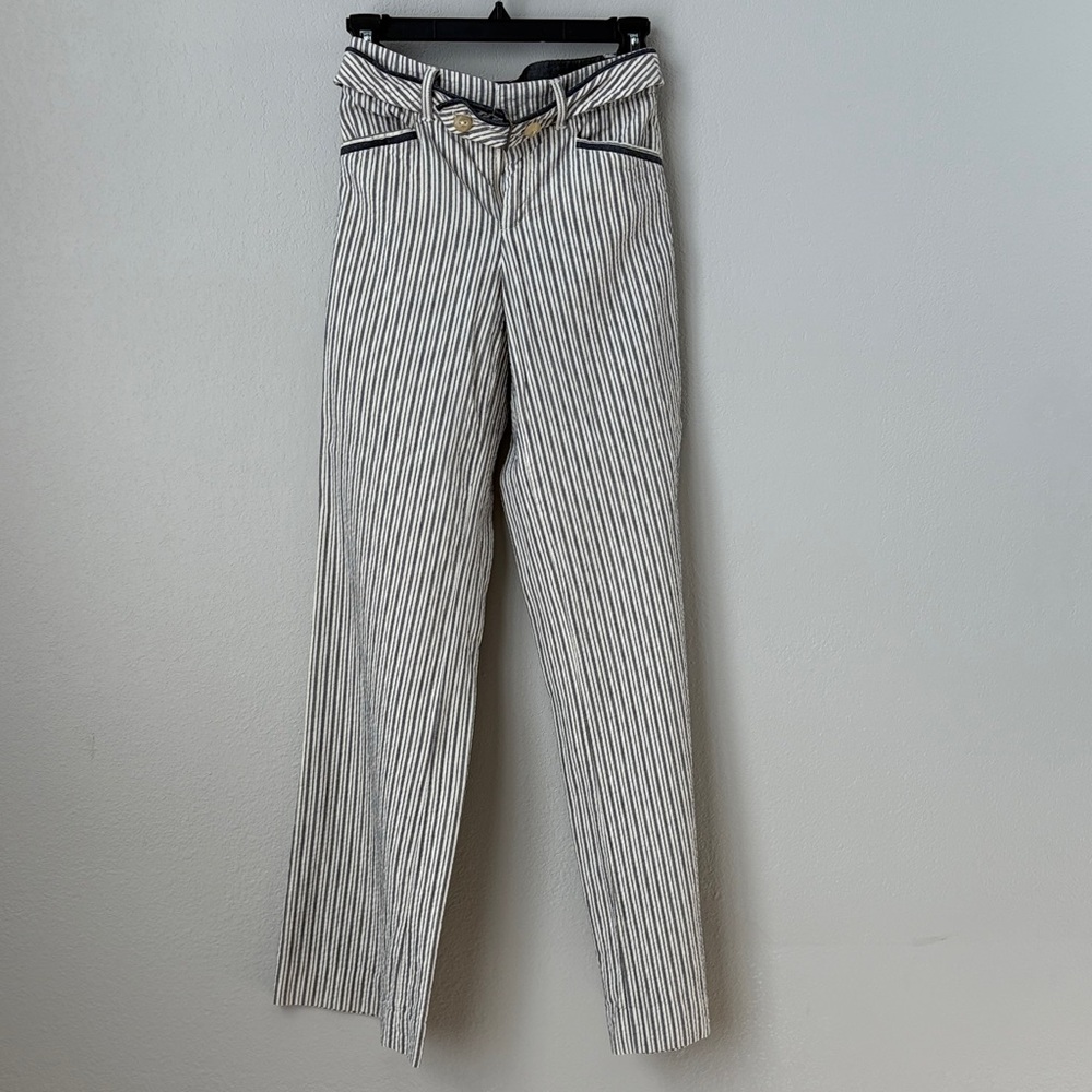 Anthropologie Navy and White Striped Trousers